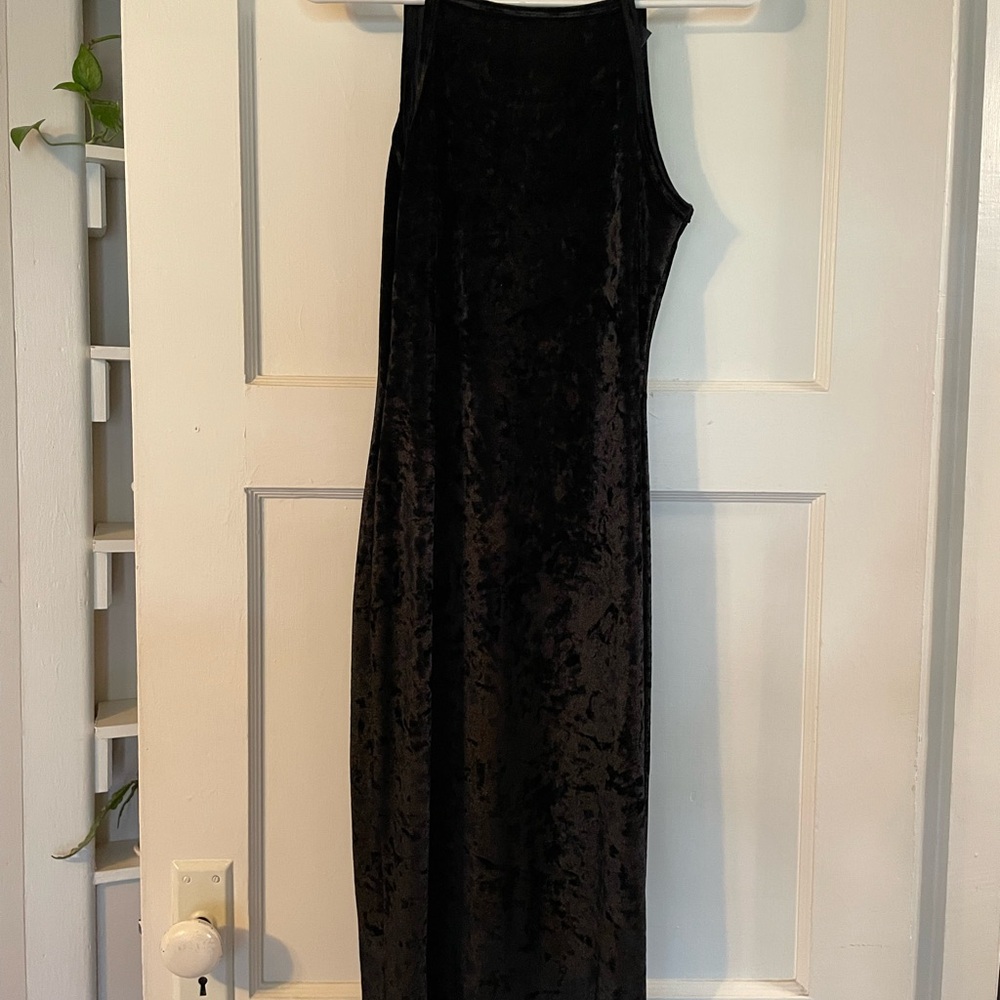 Elegant Pencil Black Velvet Dress
